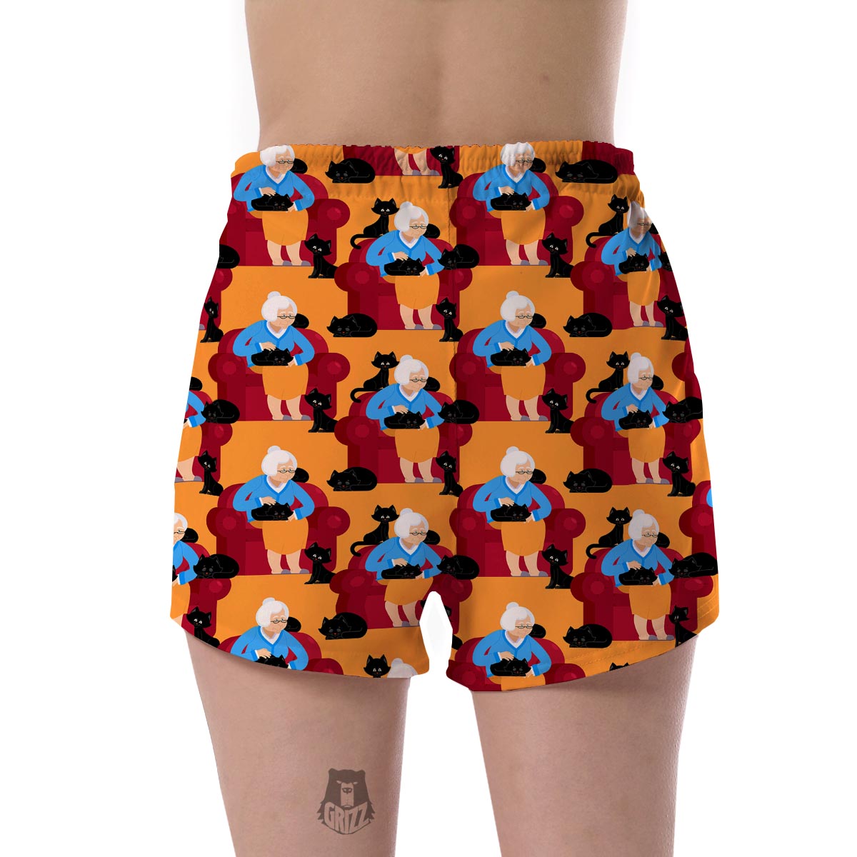 Grandma Nana Cat Pattern Print Women's Shorts-grizzshop