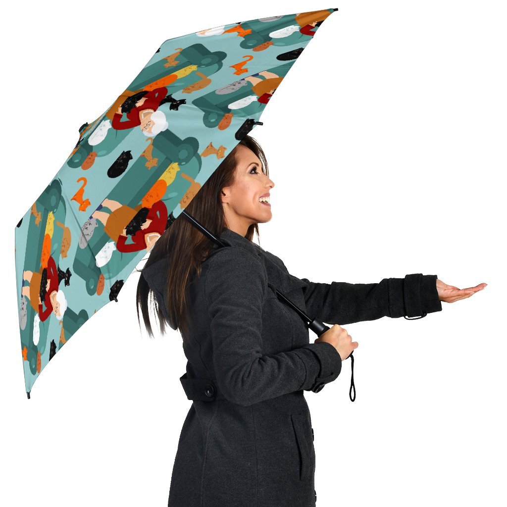 Grandma Nana Pattern Print Automatic Foldable Umbrella-grizzshop