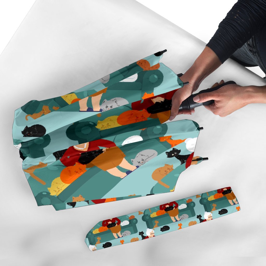 Grandma Nana Pattern Print Automatic Foldable Umbrella-grizzshop