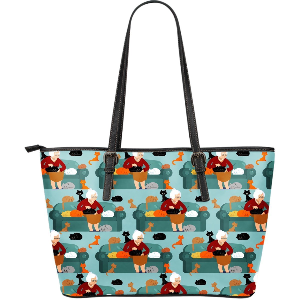 Grandma Nana Pattern Print Leather Tote Bag-grizzshop
