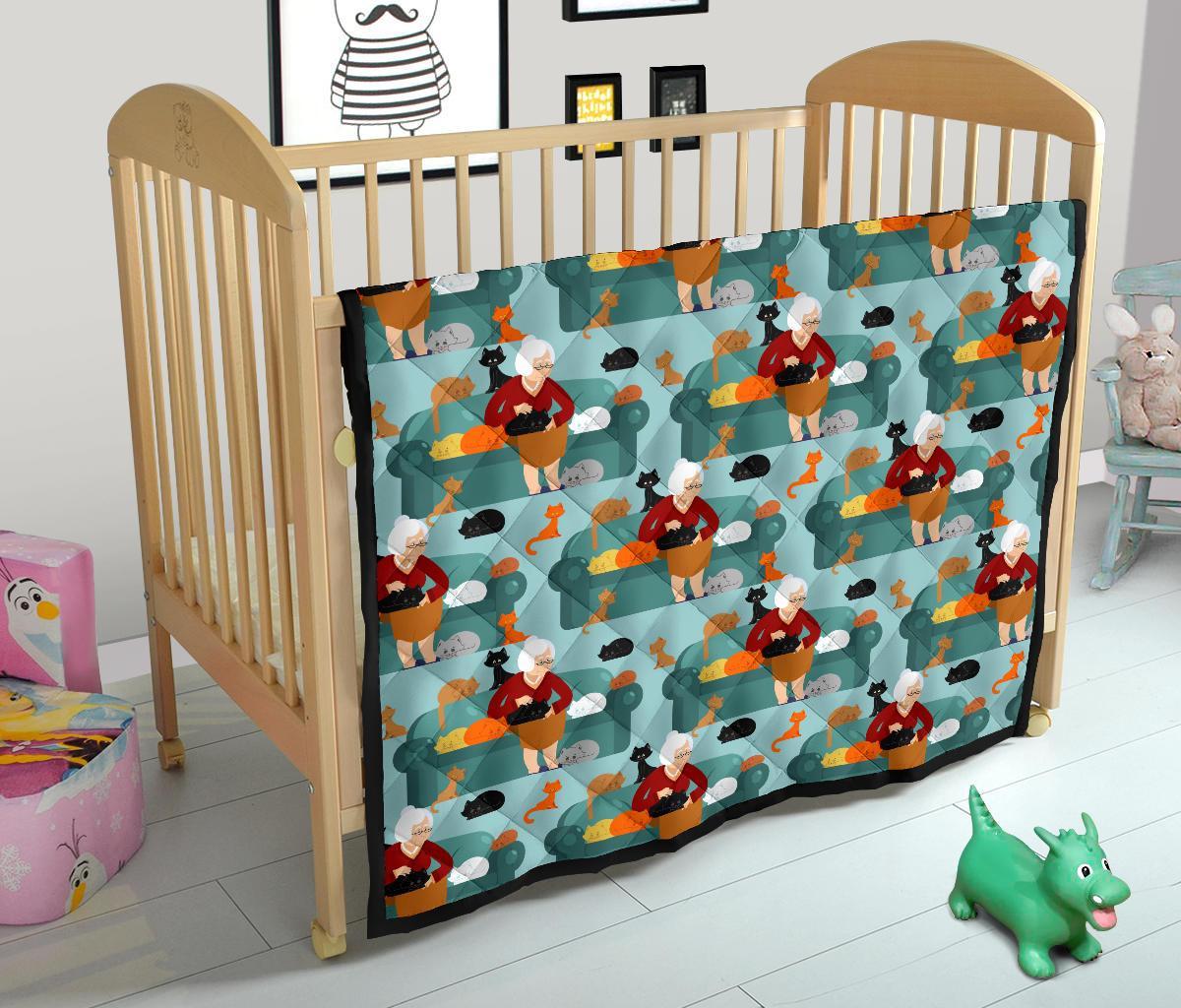 Grandma Nana Pattern Print Quilt-grizzshop