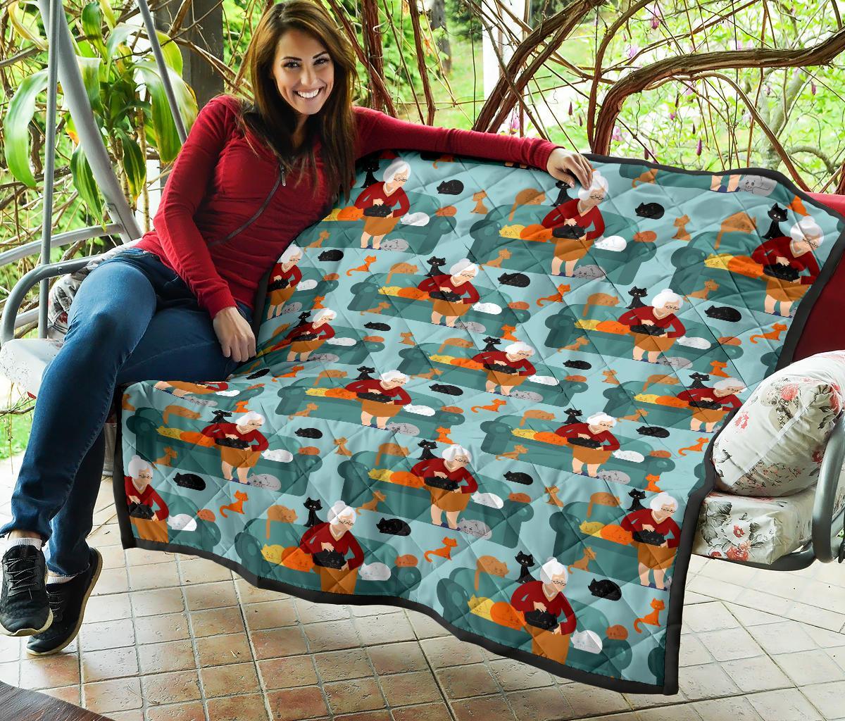 Grandma Nana Pattern Print Quilt-grizzshop