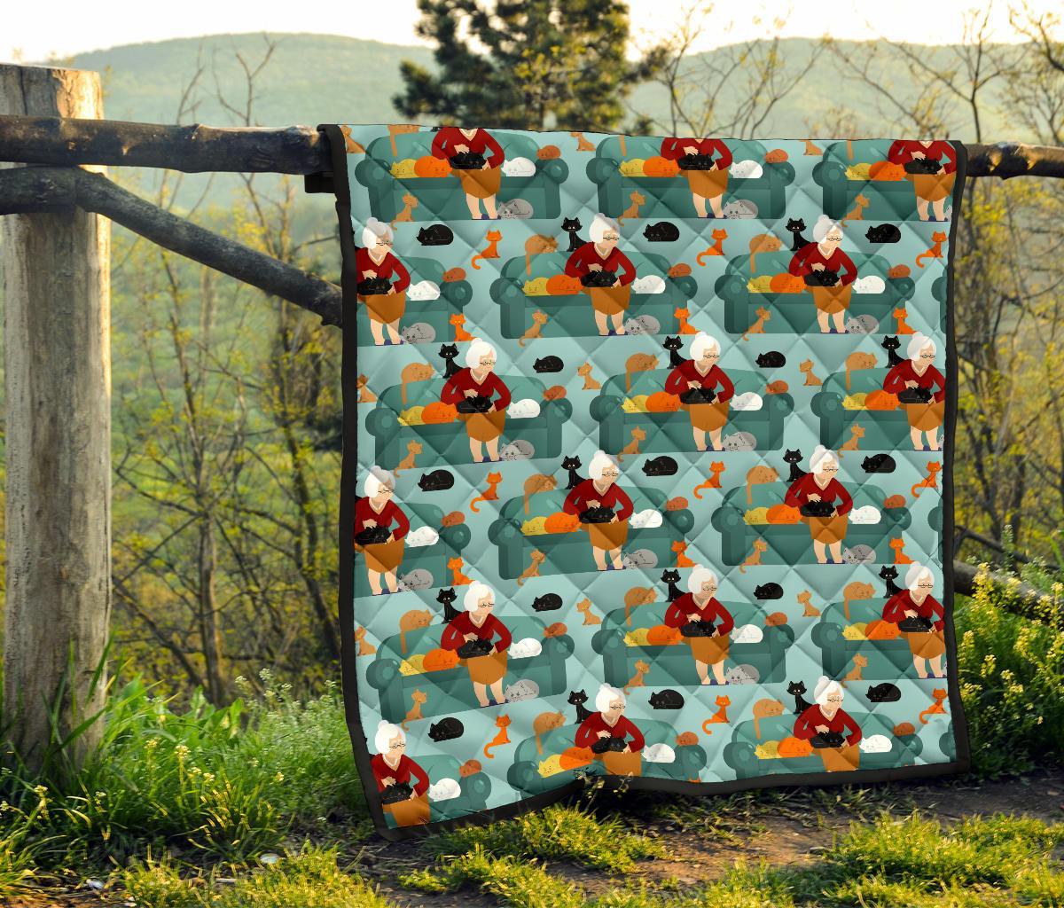 Grandma Nana Pattern Print Quilt-grizzshop