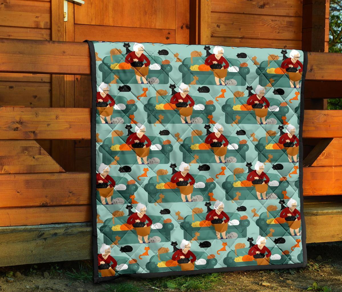 Grandma Nana Pattern Print Quilt-grizzshop