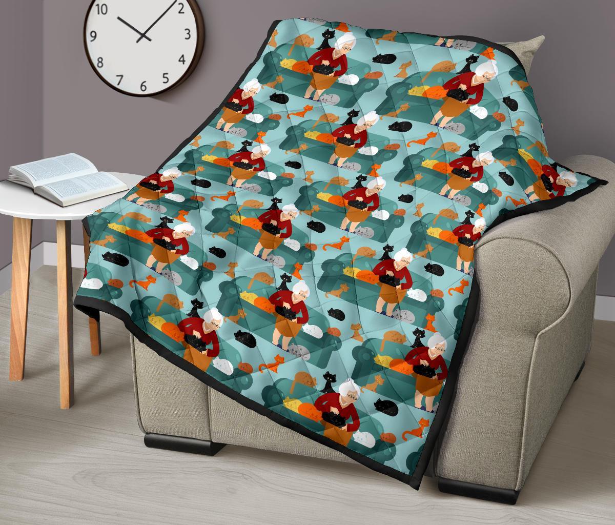 Grandma Nana Pattern Print Quilt-grizzshop