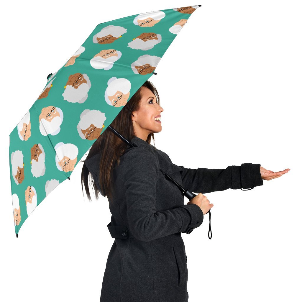 Grandma Nana Print Pattern Automatic Foldable Umbrella-grizzshop