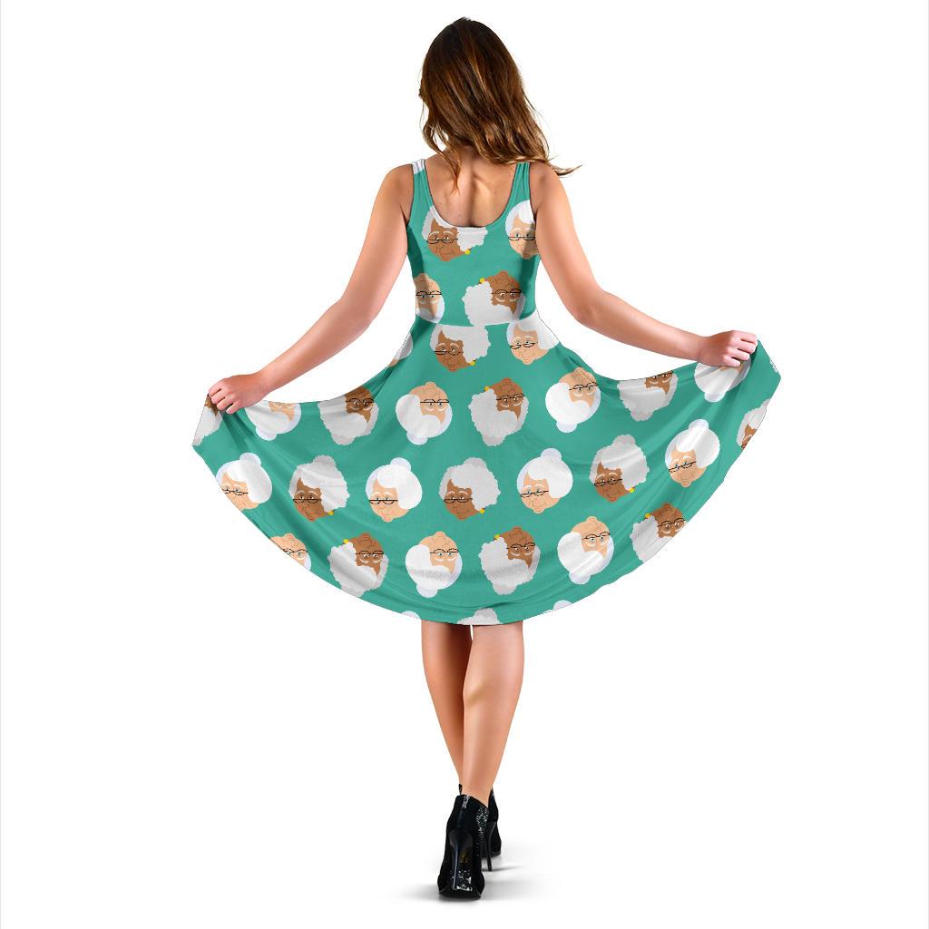Grandma Nana Print Pattern Dress-grizzshop