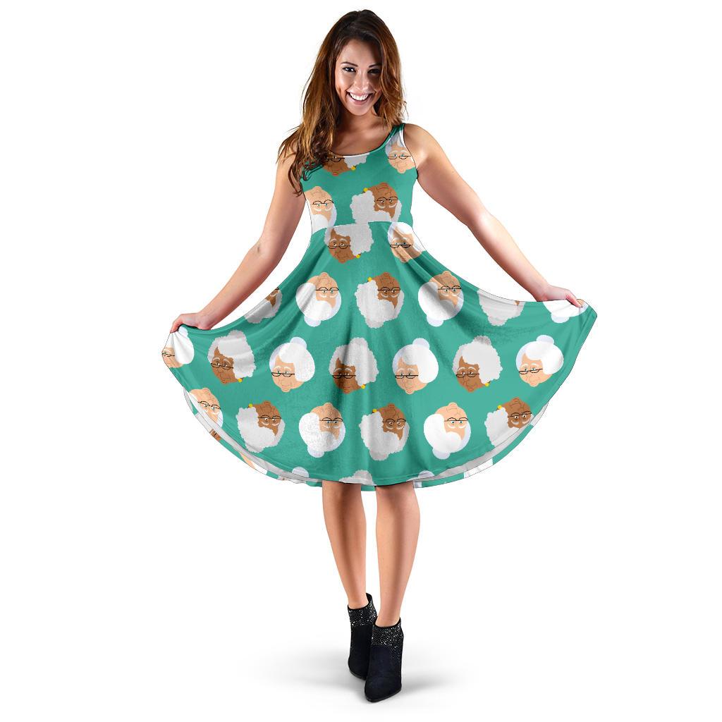 Grandma Nana Print Pattern Dress-grizzshop