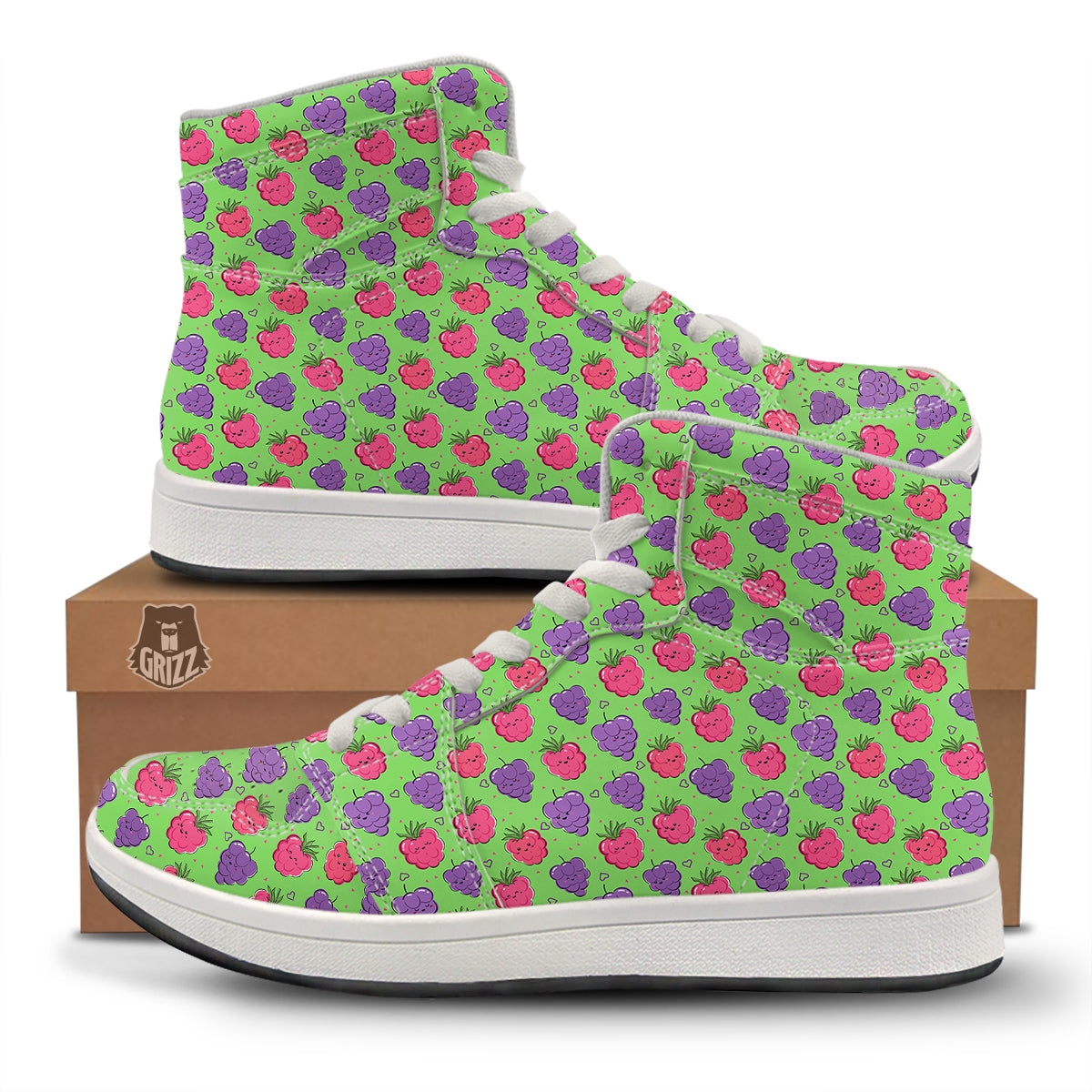 Grape Cute Print Pattern High Top Sneakers-grizzshop