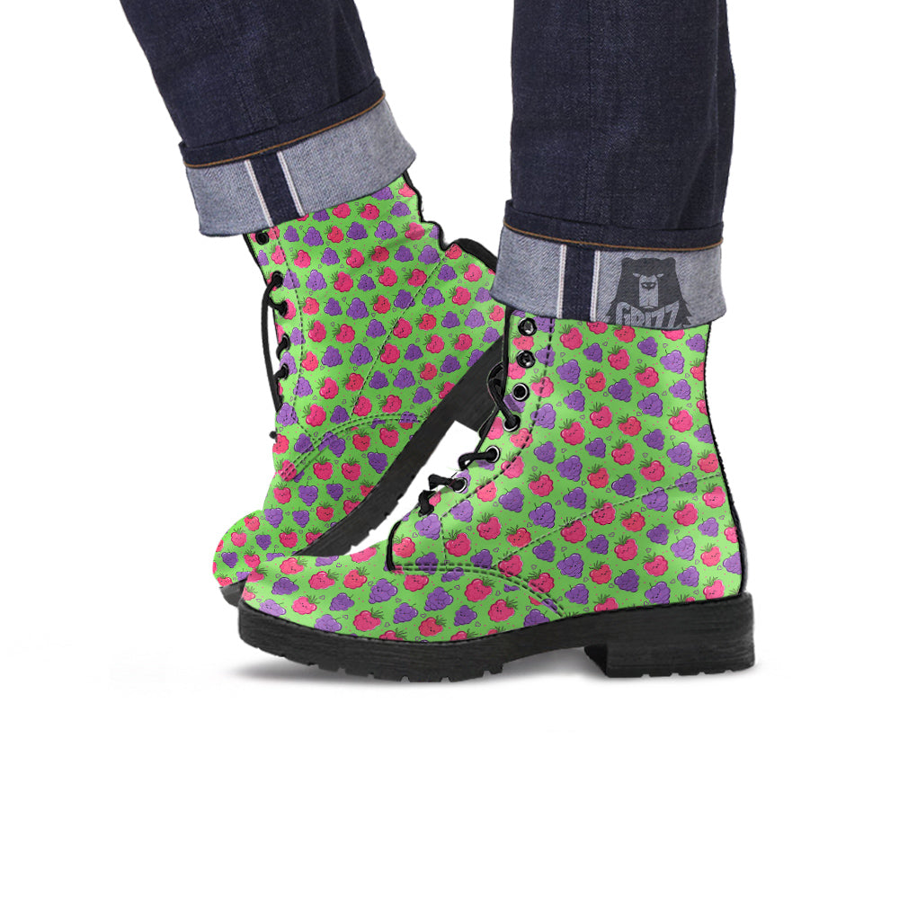 Grape Cute Print Pattern Leather Boots-grizzshop