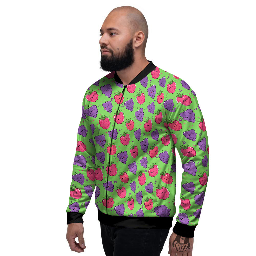 Grape Cute Print Pattern Men's Bomber Jacket-grizzshop