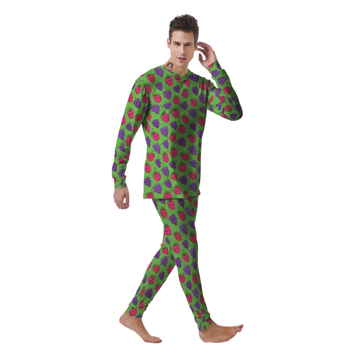 Grape Cute Print Pattern Men's Pajamas-grizzshop
