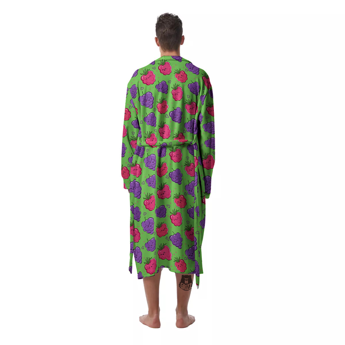 Grape Cute Print Pattern Men's Robe-grizzshop