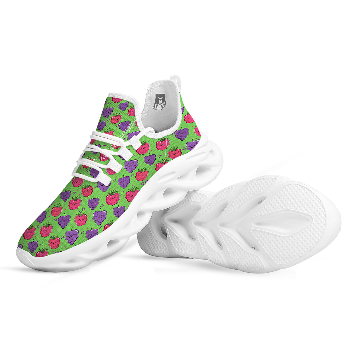 Grape Cute Print Pattern White Running Shoes-grizzshop