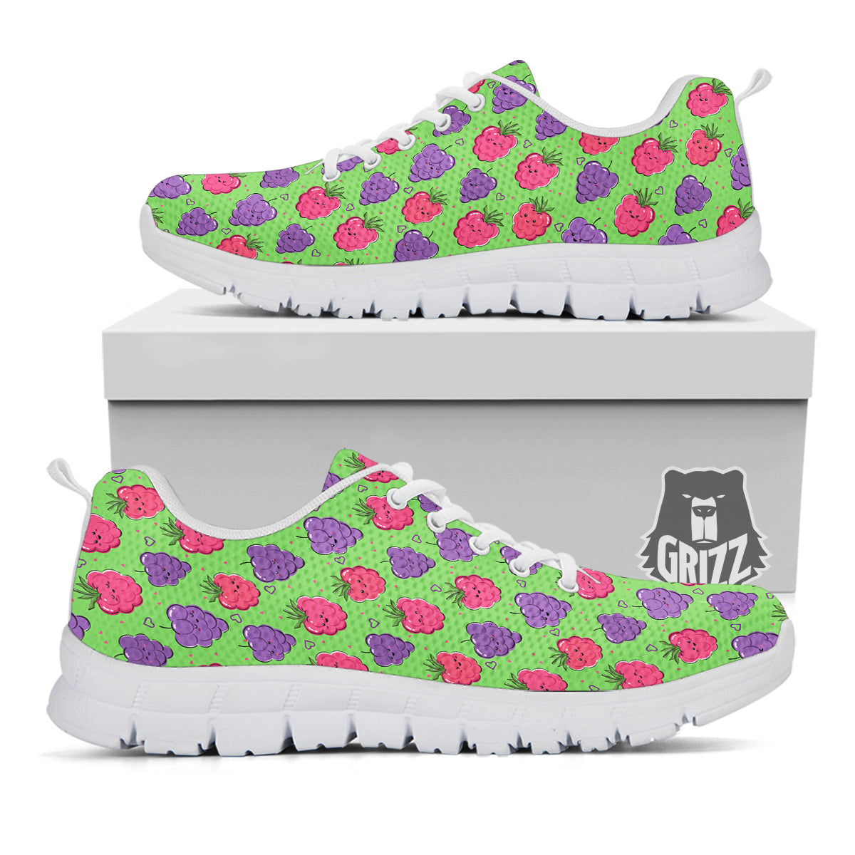 Grape Cute Print Pattern White Sneaker-grizzshop