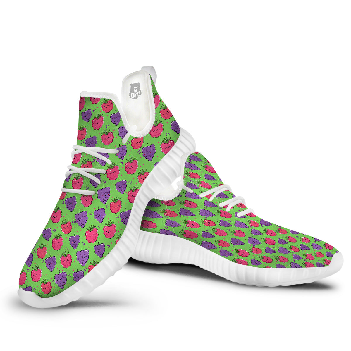 Grape Cute Print Pattern White Walking Shoes-grizzshop