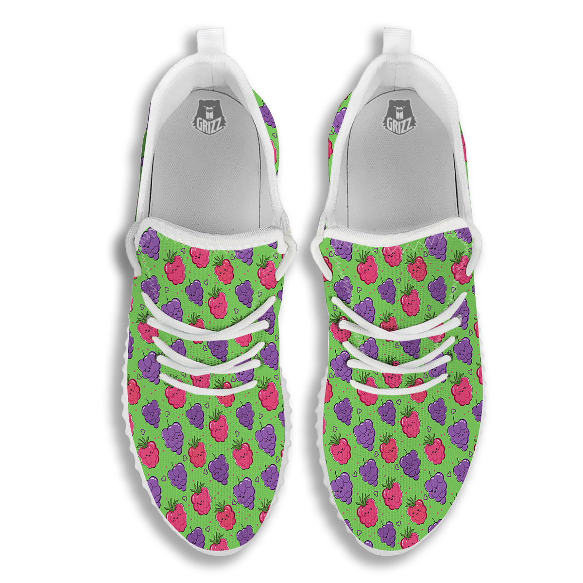 Grape Cute Print Pattern White Walking Shoes-grizzshop