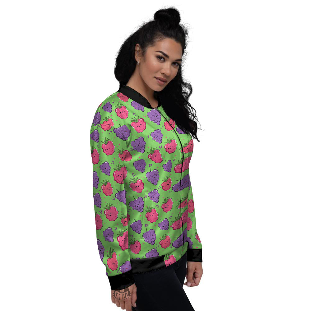 Grape Cute Print Pattern Women's Bomber Jacket-grizzshop