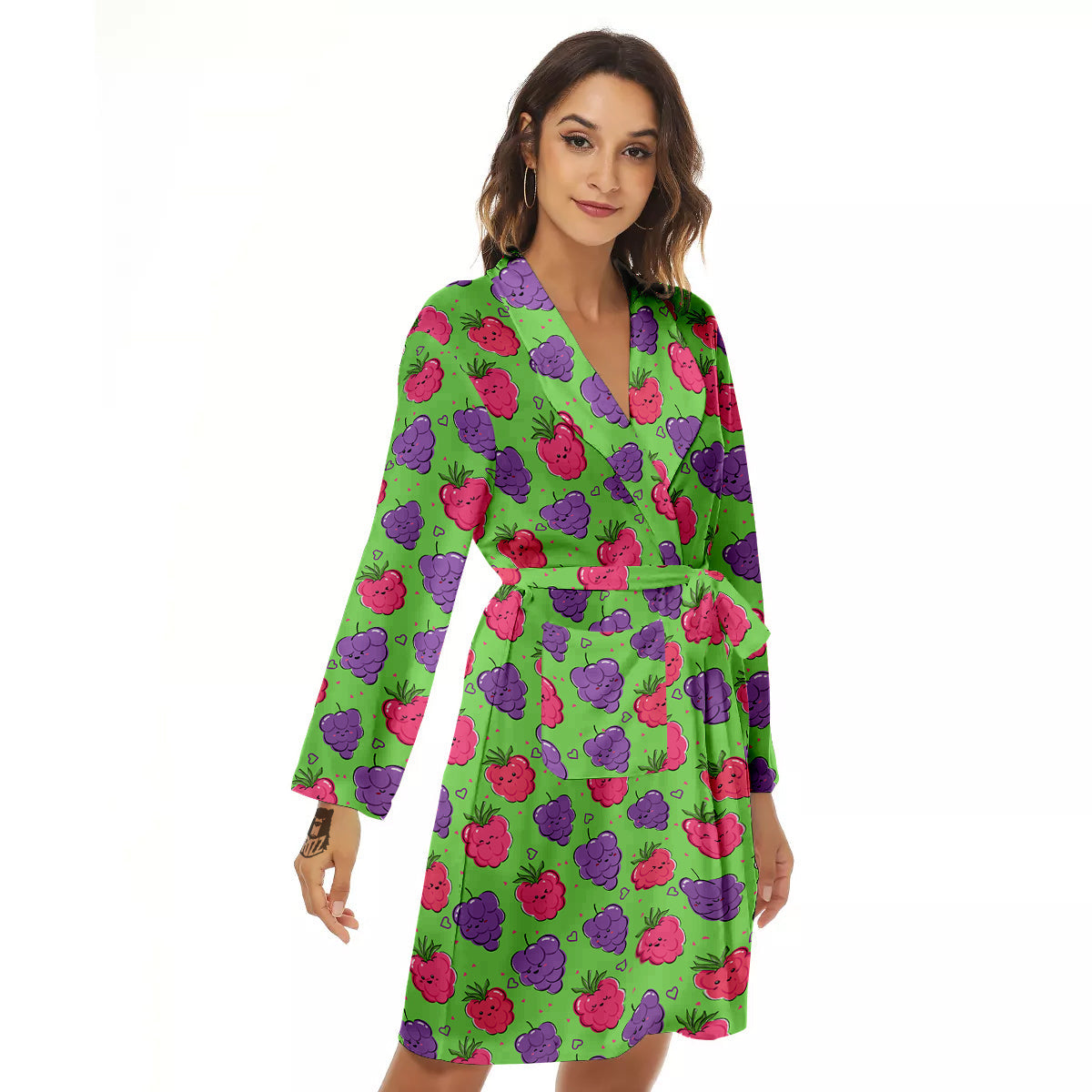 Grape Cute Print Pattern Women's Robe-grizzshop