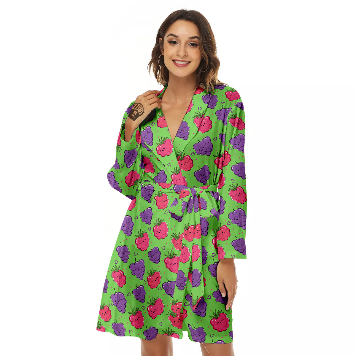 Grape Cute Print Pattern Women's Robe-grizzshop