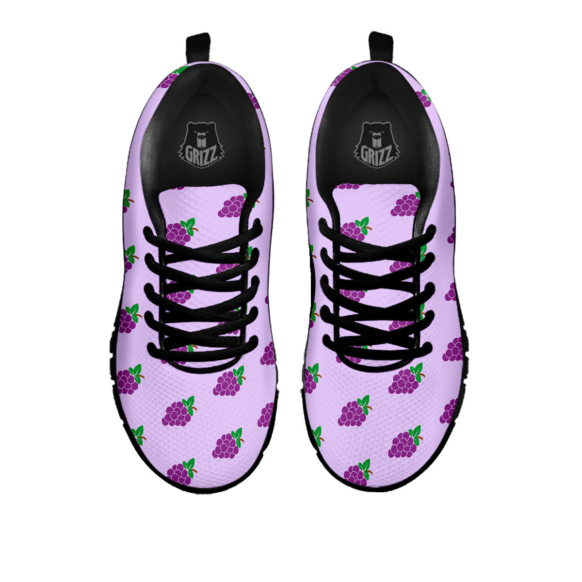 Grape Purple Print Pattern Black Sneaker-grizzshop