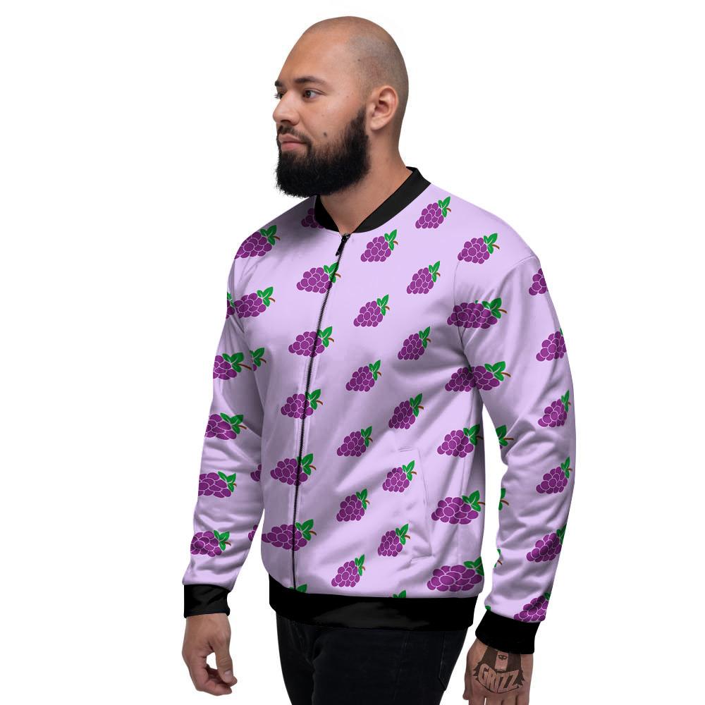 Grape Purple Print Pattern Men's Bomber Jacket-grizzshop