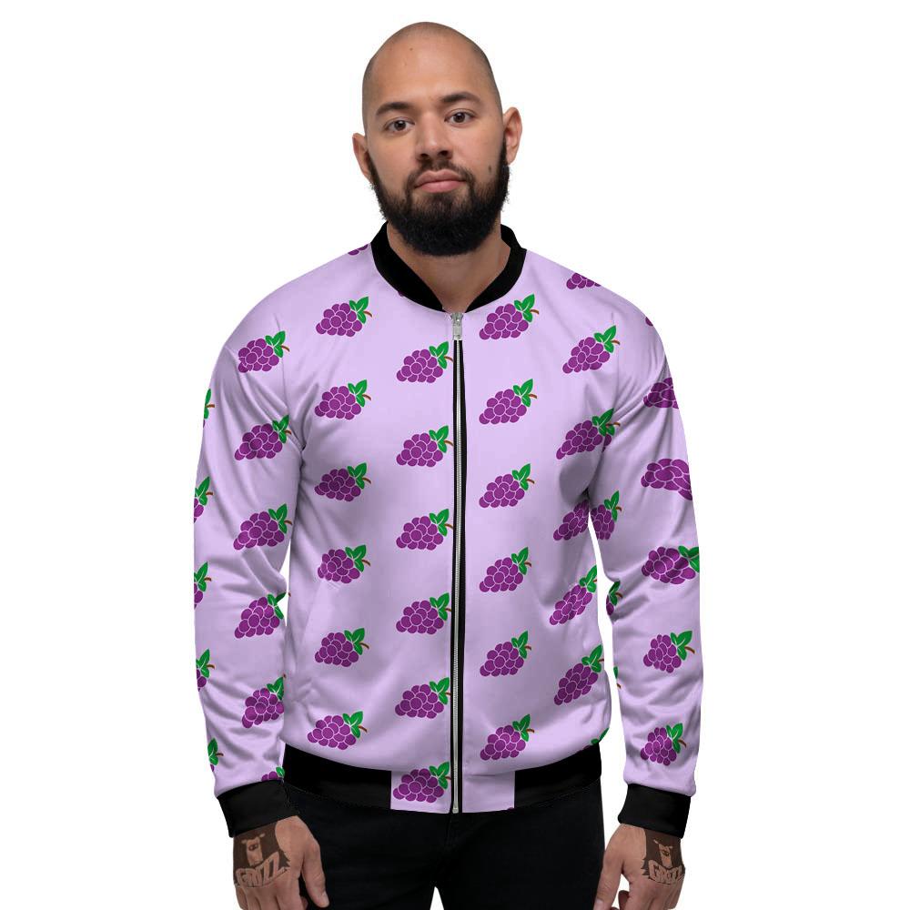 Grape Purple Print Pattern Men's Bomber Jacket-grizzshop