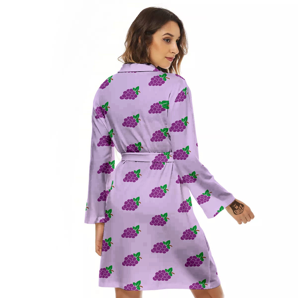 Grape Purple Print Pattern Women's Robe-grizzshop