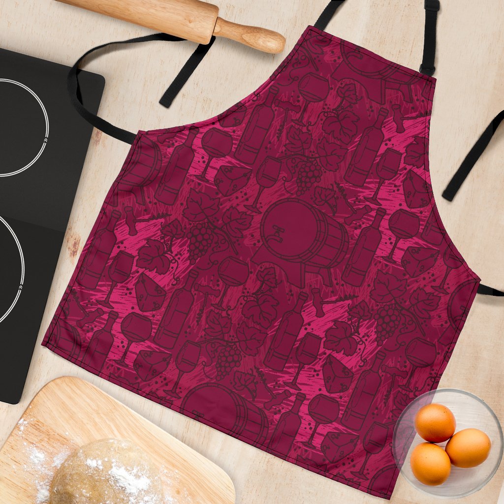 Grape Red Wine Pattern Print Women's Apron-grizzshop