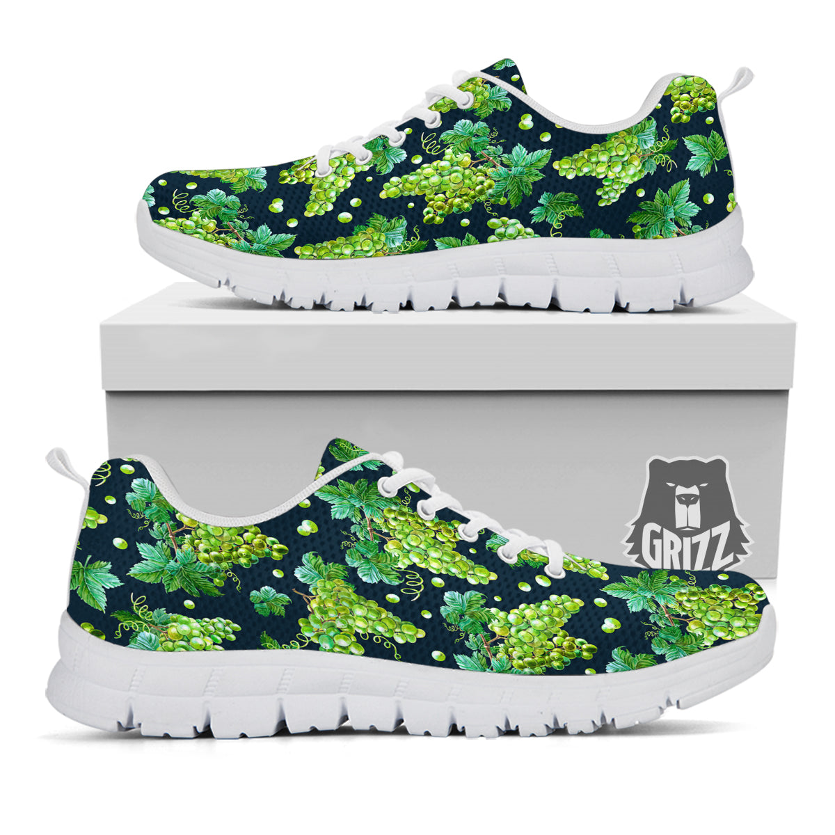 Grape Watercolor Print Pattern White Sneaker-grizzshop