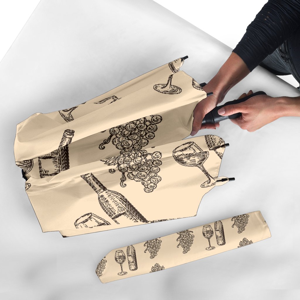 Grape Wine Pattern Print Automatic Foldable Umbrella-grizzshop