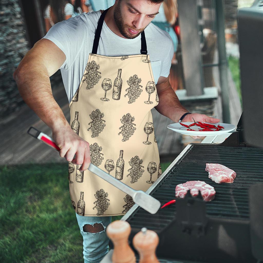 Grape Wine Pattern Print Men's Apron-grizzshop