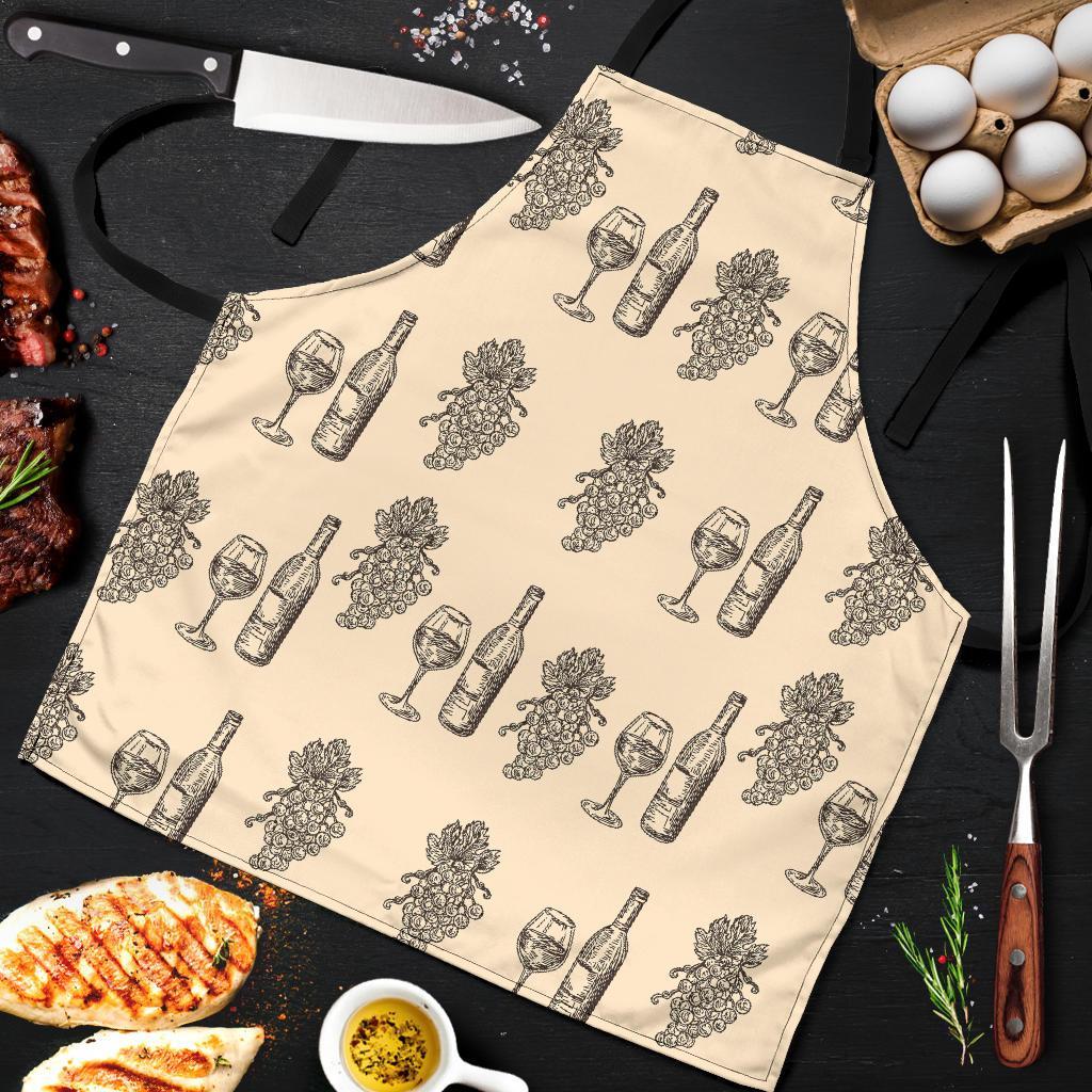 Grape Wine Pattern Print Men's Apron-grizzshop
