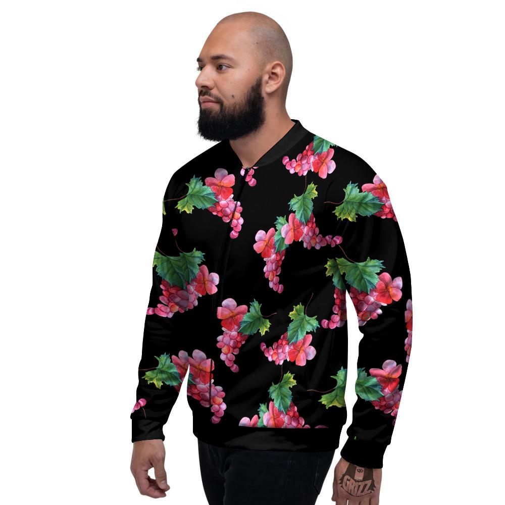 Grapes Purple Watercolor Print Pattern Men's Bomber Jacket-grizzshop