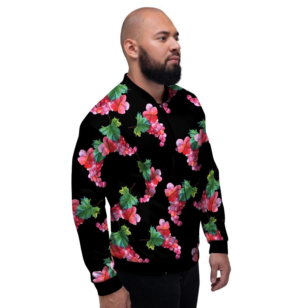 Grapes Purple Watercolor Print Pattern Men's Bomber Jacket-grizzshop
