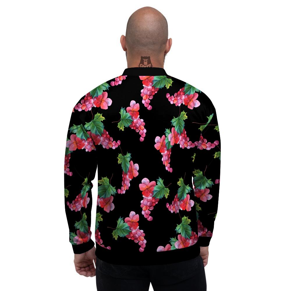 Grapes Purple Watercolor Print Pattern Men's Bomber Jacket-grizzshop