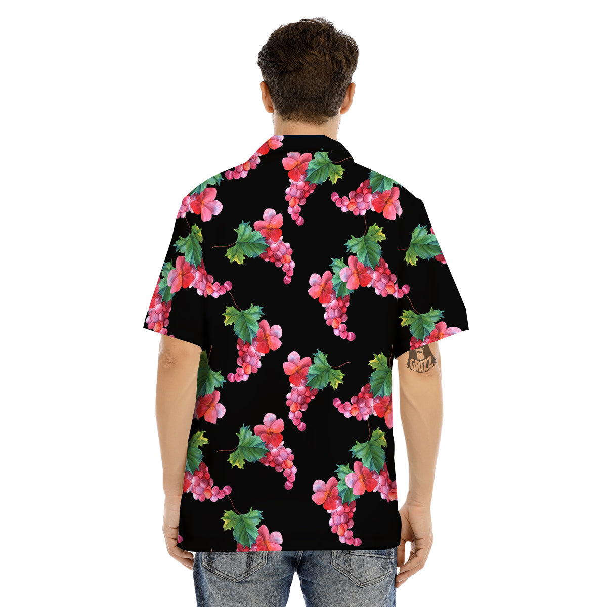 Grapes Purple Watercolor Print Pattern Men's Hawaiian Shirt-grizzshop