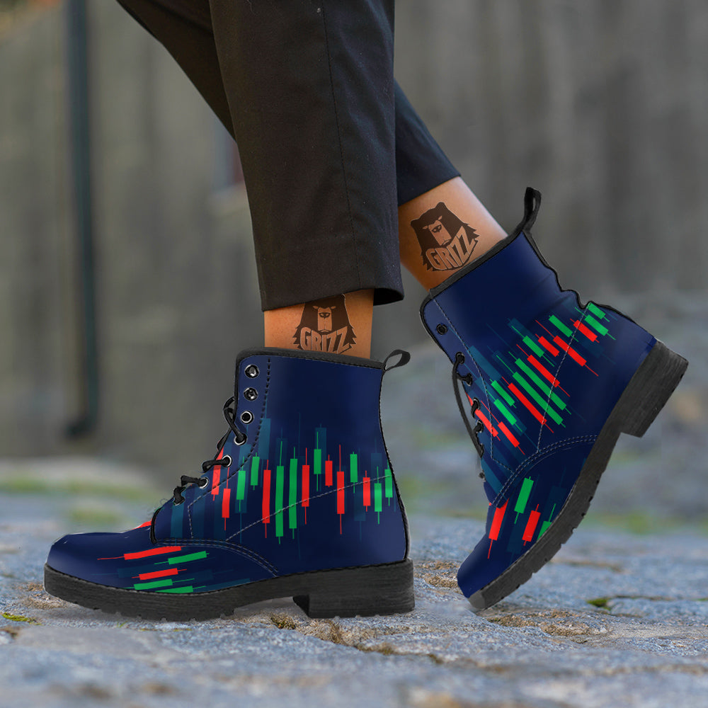 Graph Chart Candlestick Stock Print Leather Boots-grizzshop