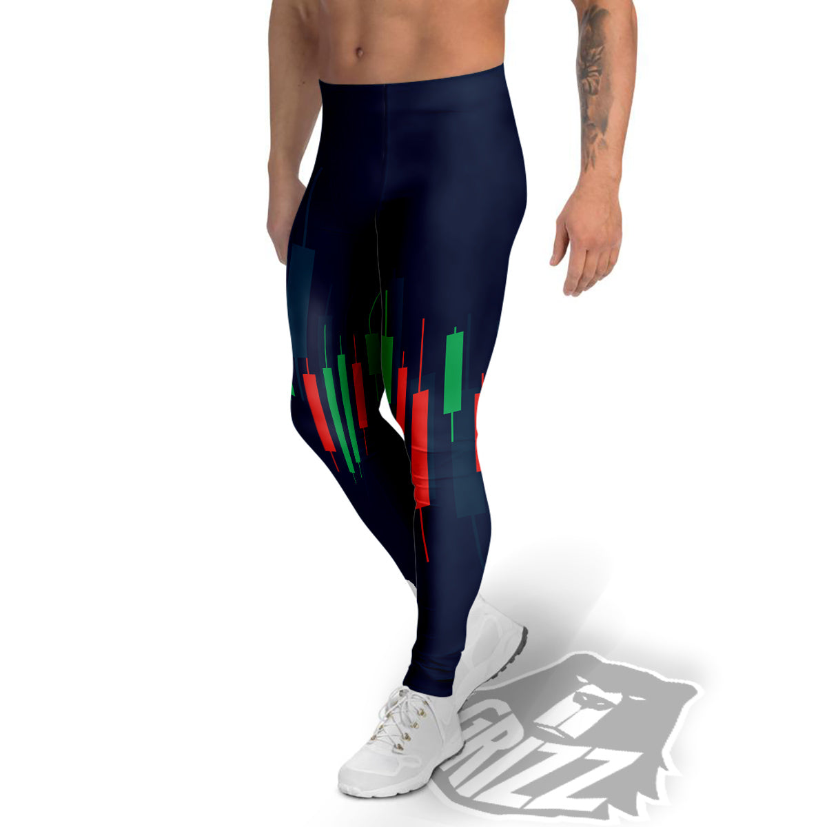 Graph Chart Candlestick Stock Print Men's Leggings-grizzshop