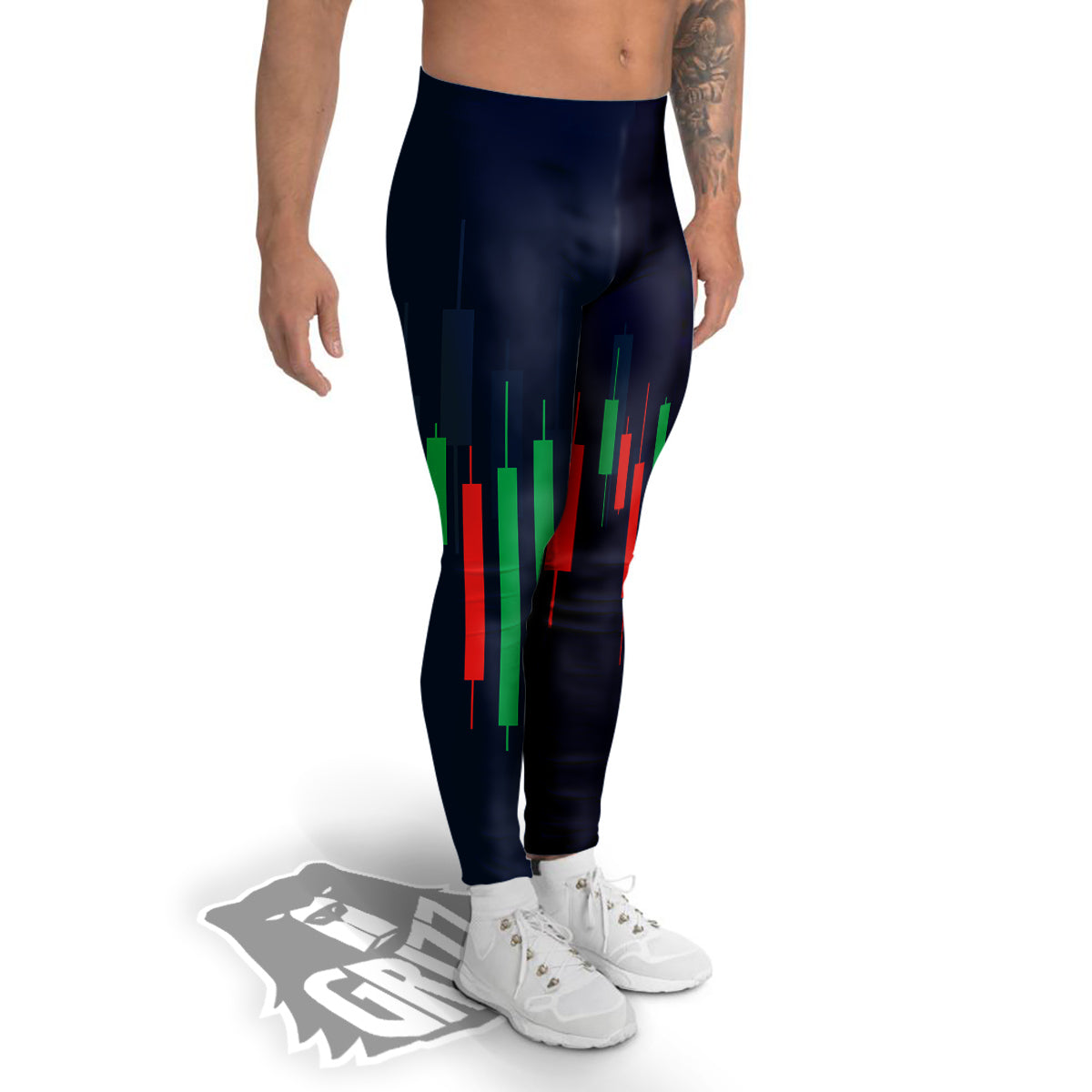 Graph Chart Candlestick Stock Print Men's Leggings-grizzshop