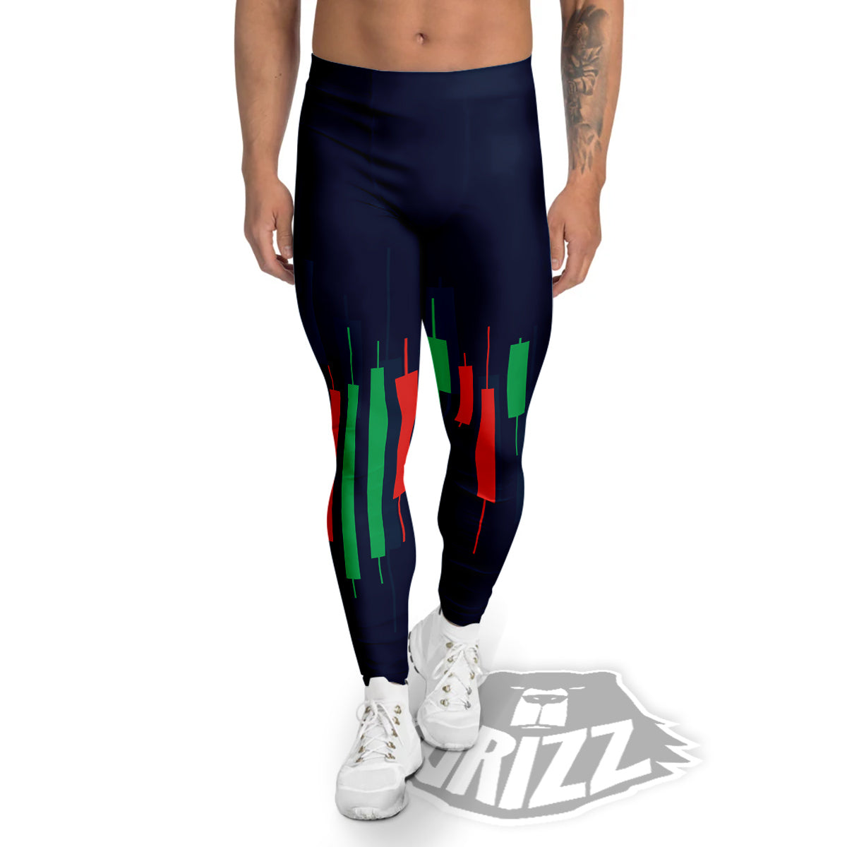 Graph Chart Candlestick Stock Print Men's Leggings-grizzshop