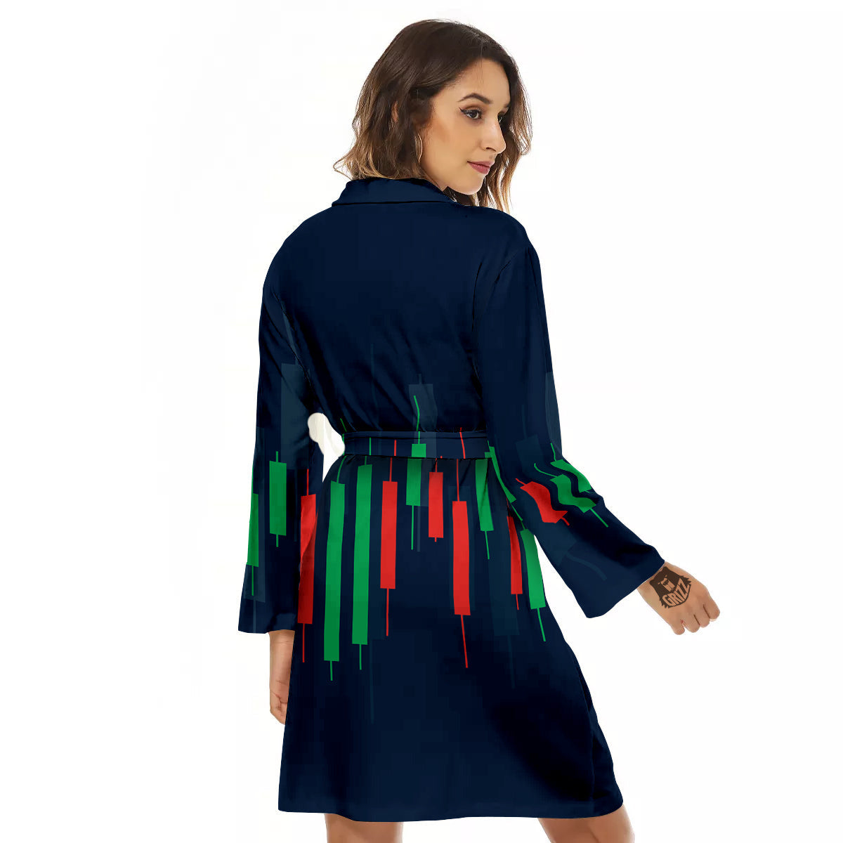 Graph Chart Candlestick Stock Print Women's Robe-grizzshop