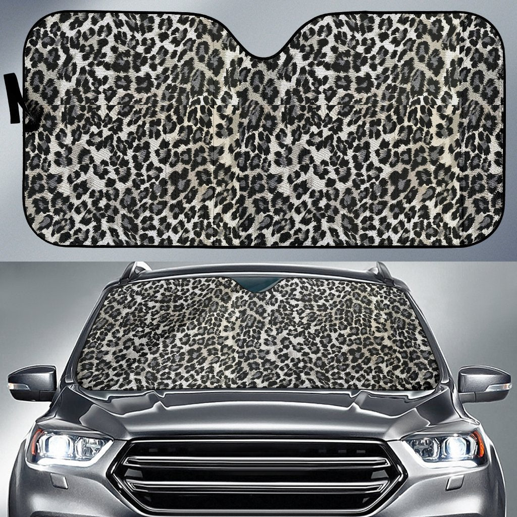 Gray Cheetah Leopard Pattern Print Car Sun Shade-grizzshop
