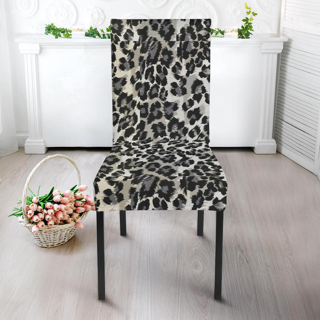 Gray Cheetah Leopard Pattern Print Chair Cover-grizzshop