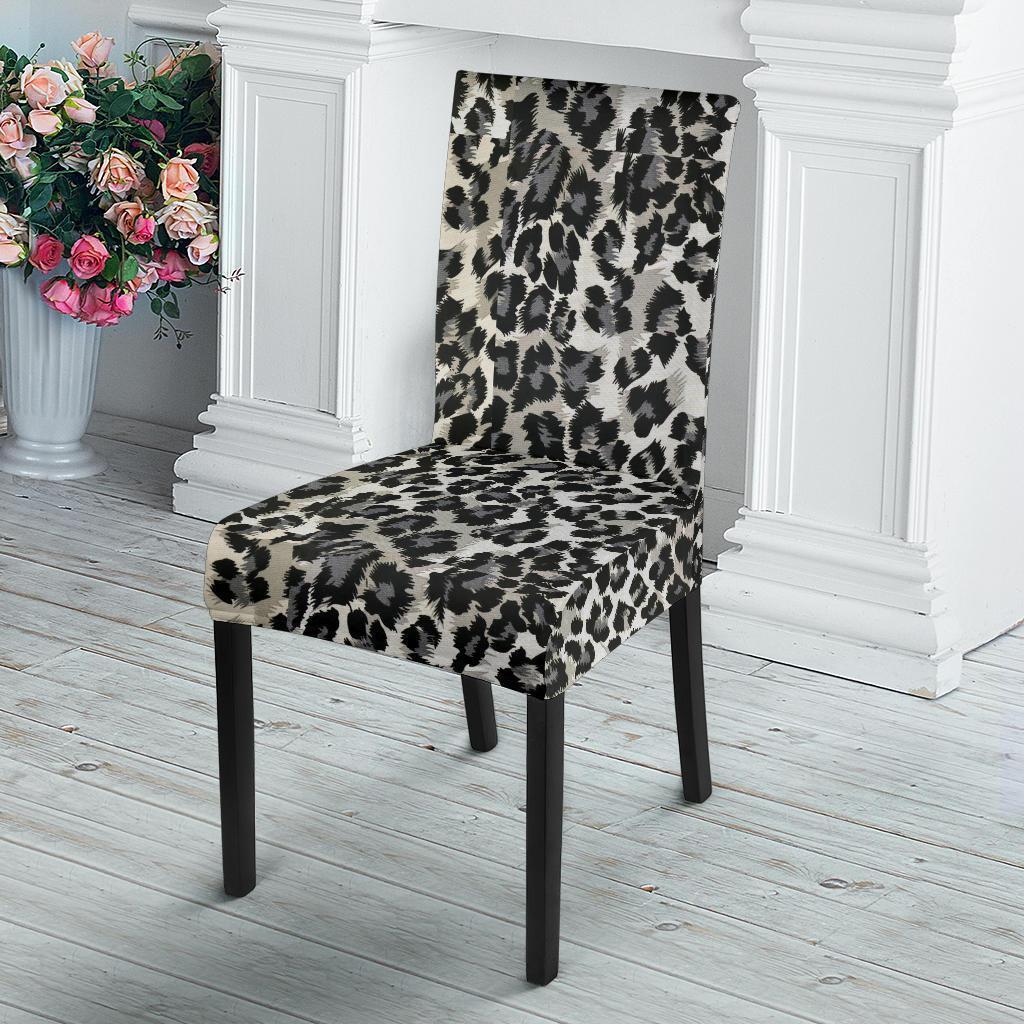 Gray Cheetah Leopard Pattern Print Chair Cover-grizzshop