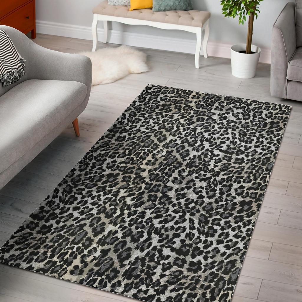 Gray Cheetah Leopard Pattern Print Floor Mat-grizzshop