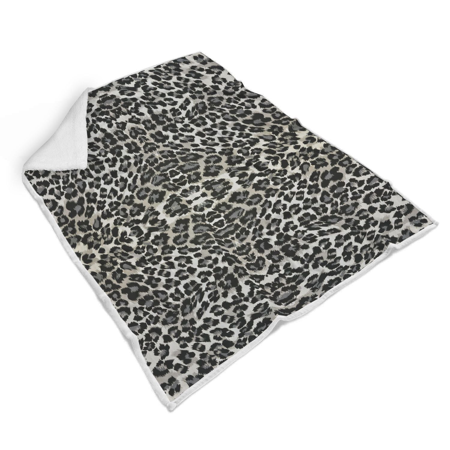 Gray Cheetah Leopard Pattern Print Throw Blanket-grizzshop