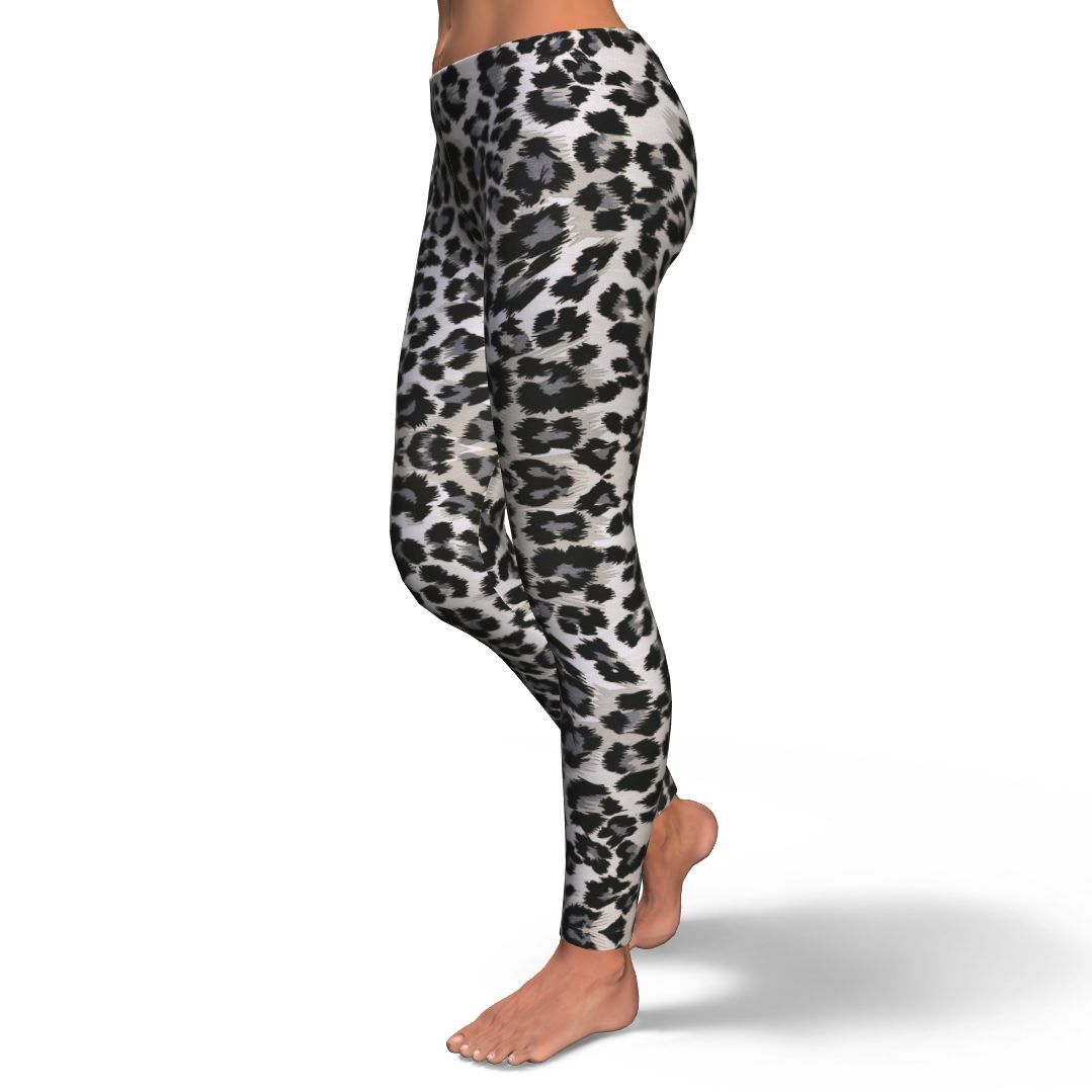 Gray Cheetah Leopard Pattern Print Pattern Women Leggings-grizzshop