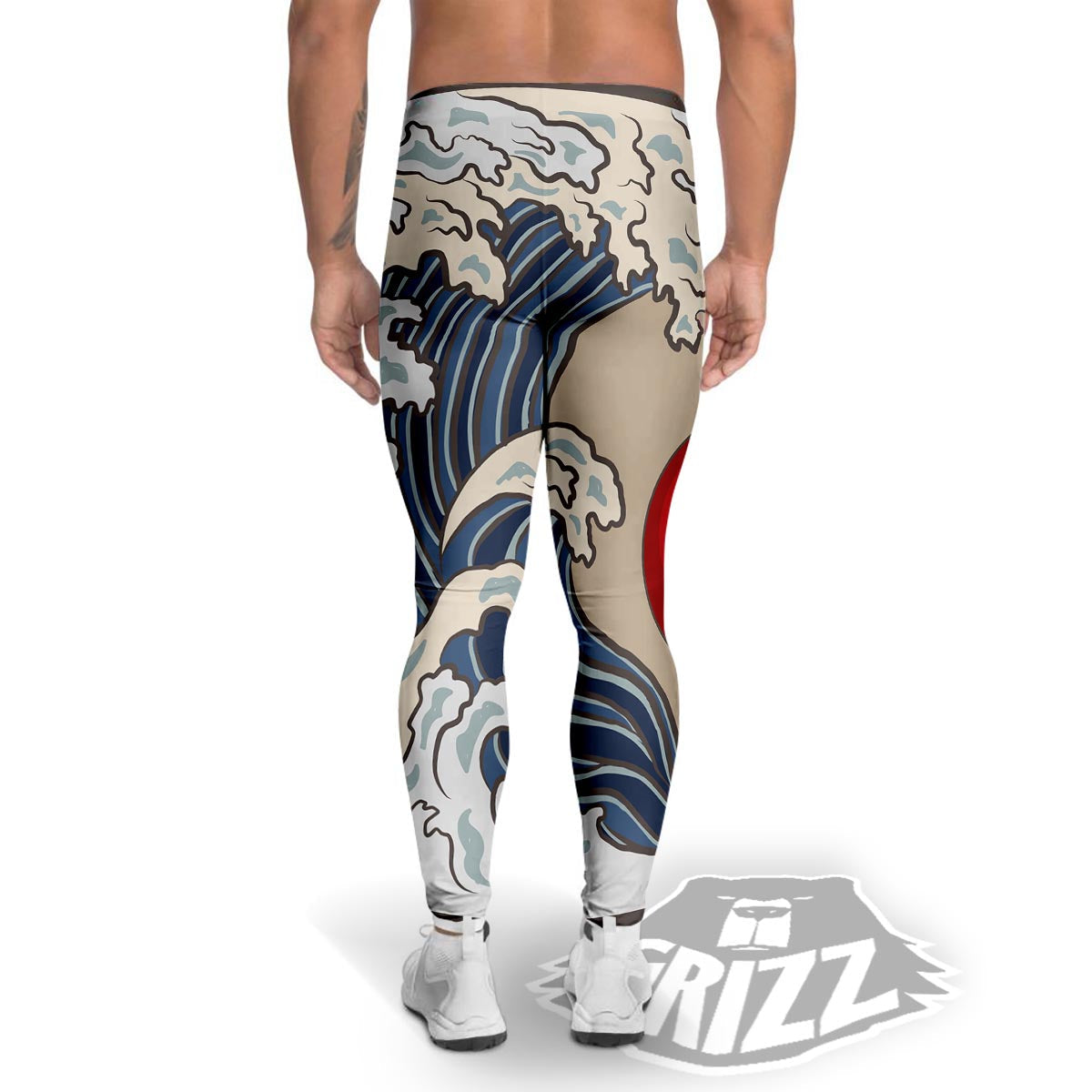 Great Kanagawa Wave Print Men's Leggings-grizzshop