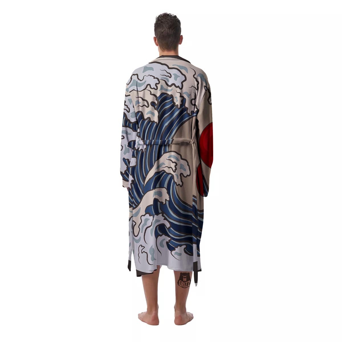 Great Kanagawa Wave Print Men's Robe-grizzshop